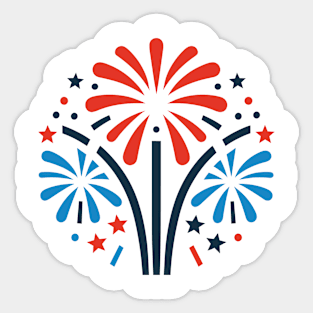 Red and Blue Fireworks Sticker